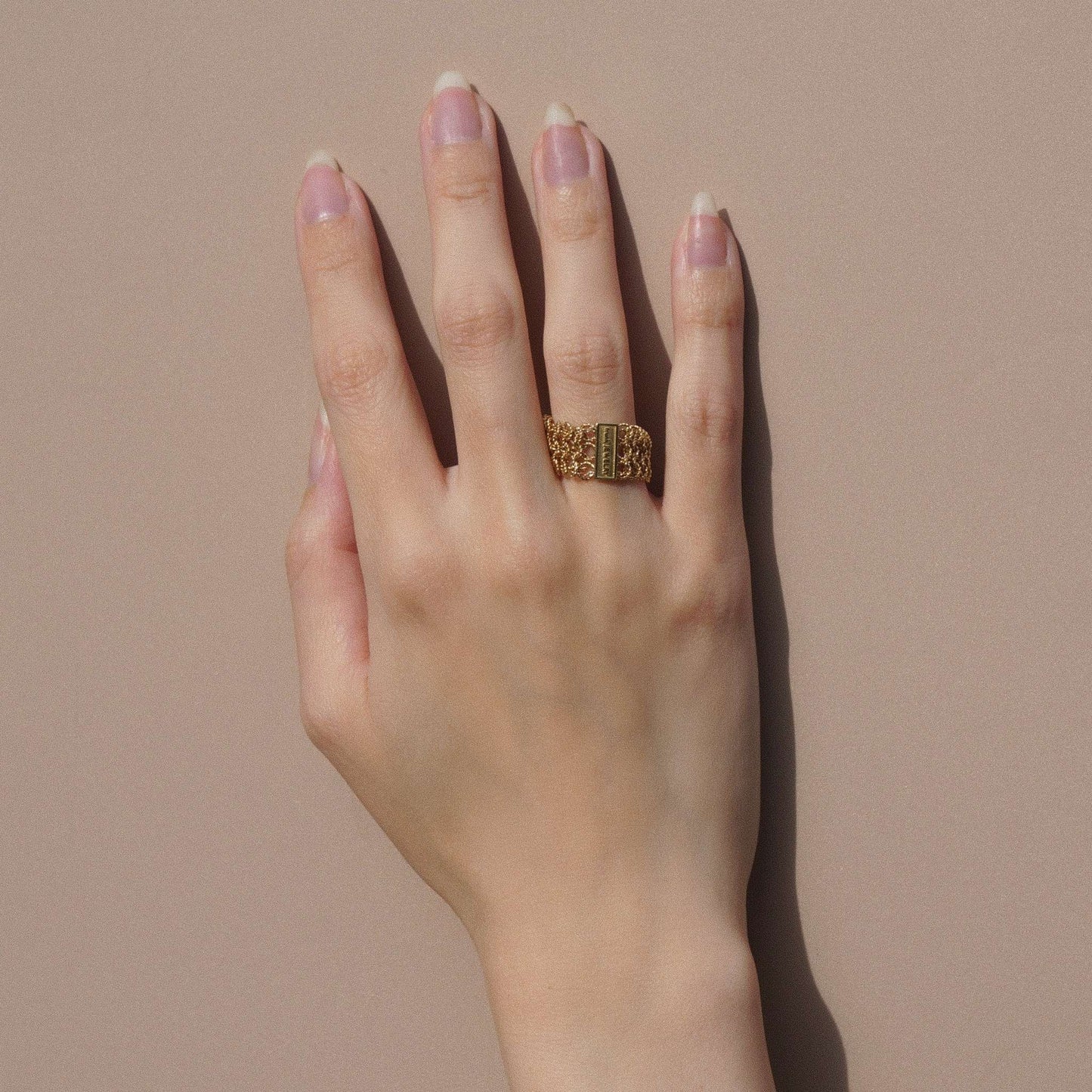 refined legacy collection / etruscan rope mesh chain ring