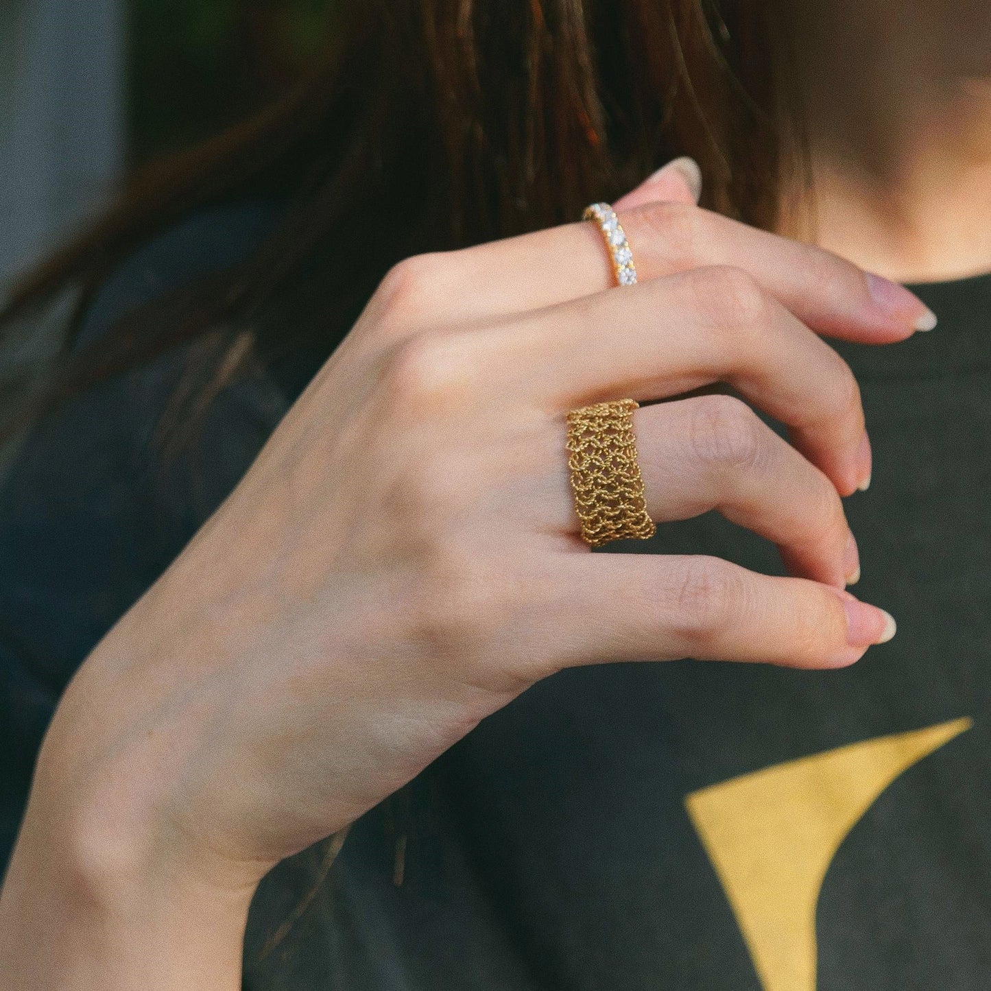 refined legacy collection / etruscan rope mesh chain ring