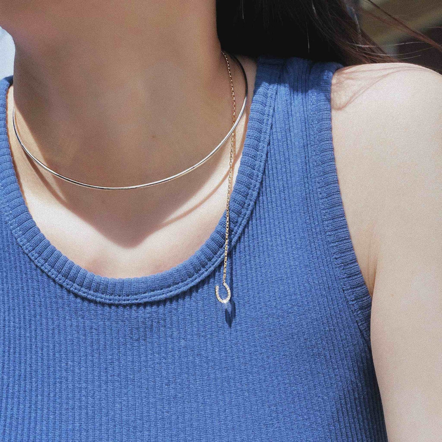 new basic collection / removable horseshoe diamond charm basic choker