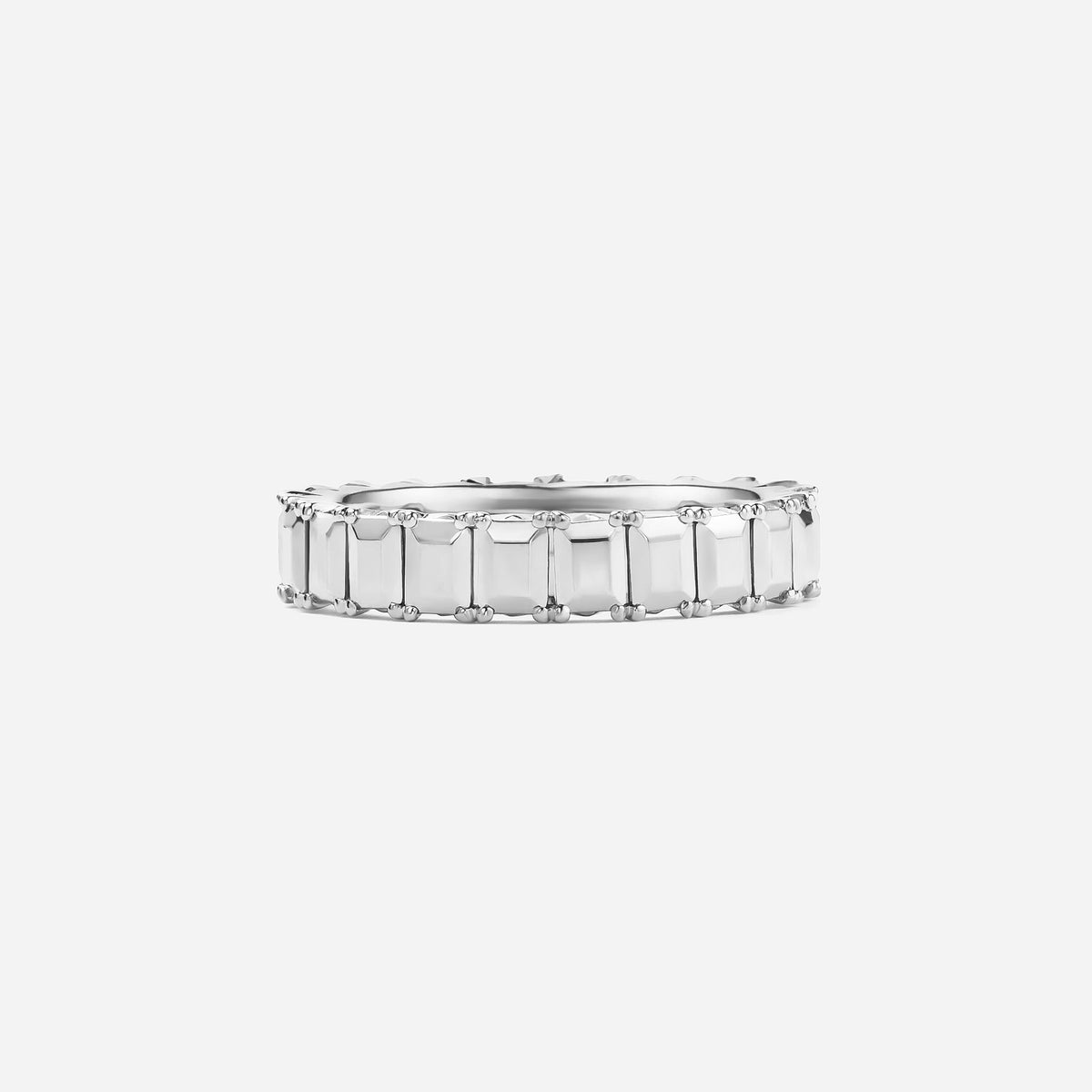 new basic collection / sculptural emerald cut eternity ring pt950