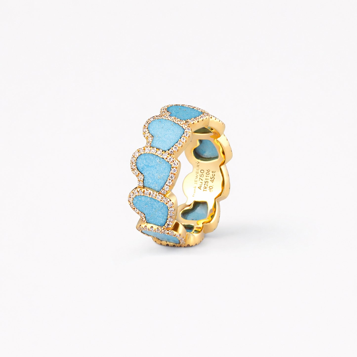 refined legacy collection / turquoise inlay heart halo ring K18YG