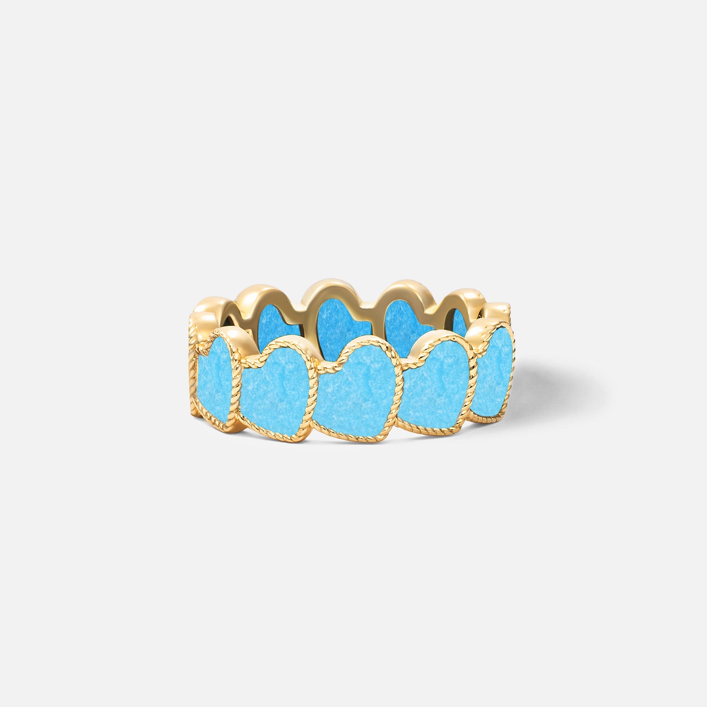 refined legacy collection / turquoise inlay rope heart ring K18YG