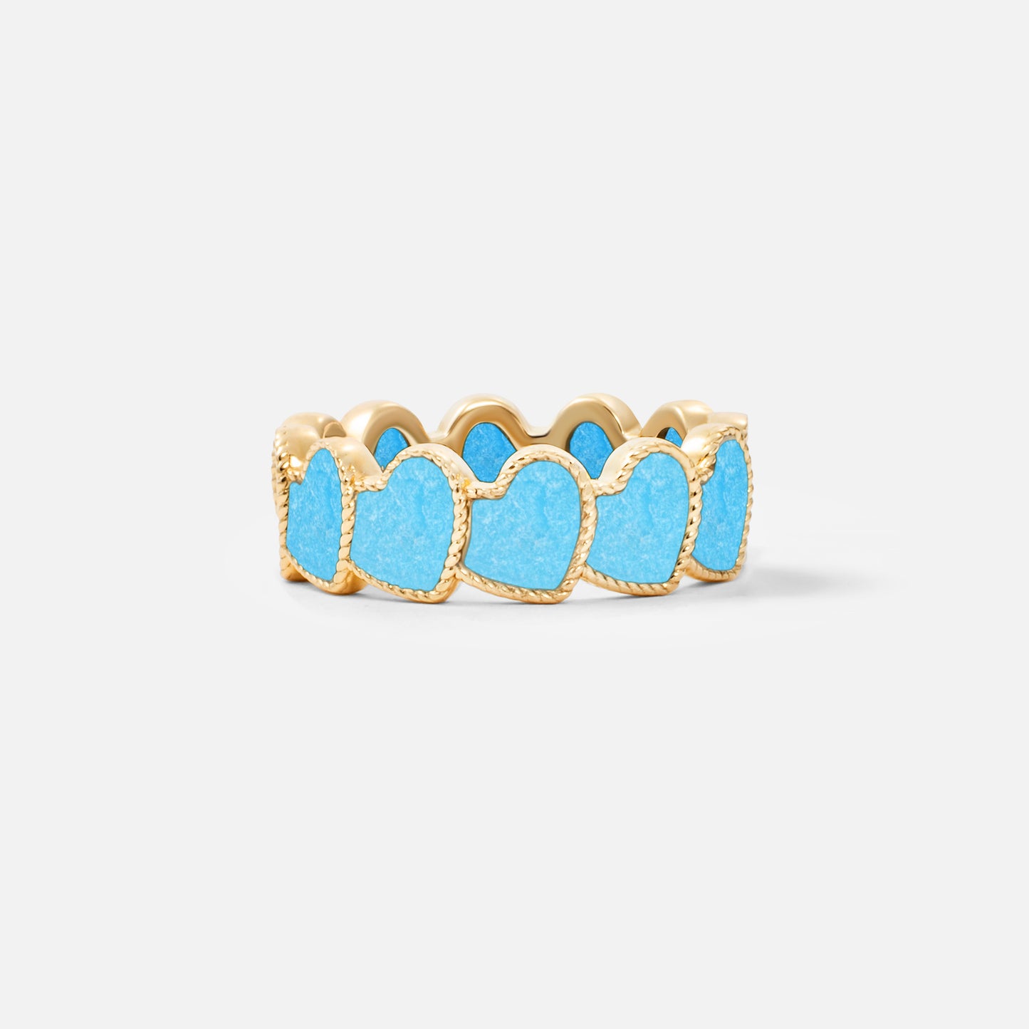 refined legacy collection / turquoise inlay rope heart ring K18YG